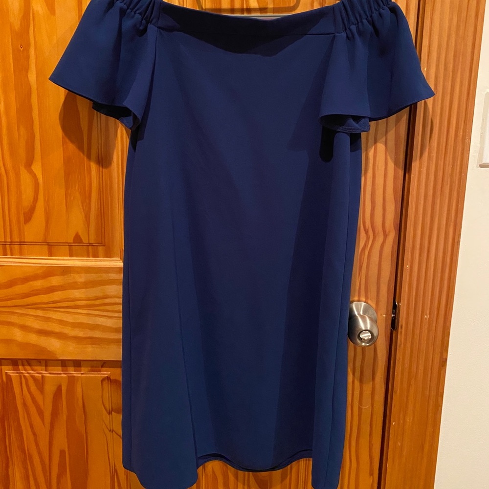 Off the shoulder blue dress